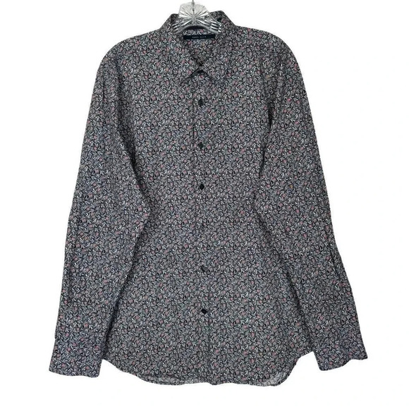 Perry Ellis Men’s Long Sleeve Floral Print Button Down Shirt Sz XL Blue - Picture 3 of 9